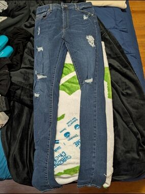 Slim Distressed Skinny Jeans - Dark Blue